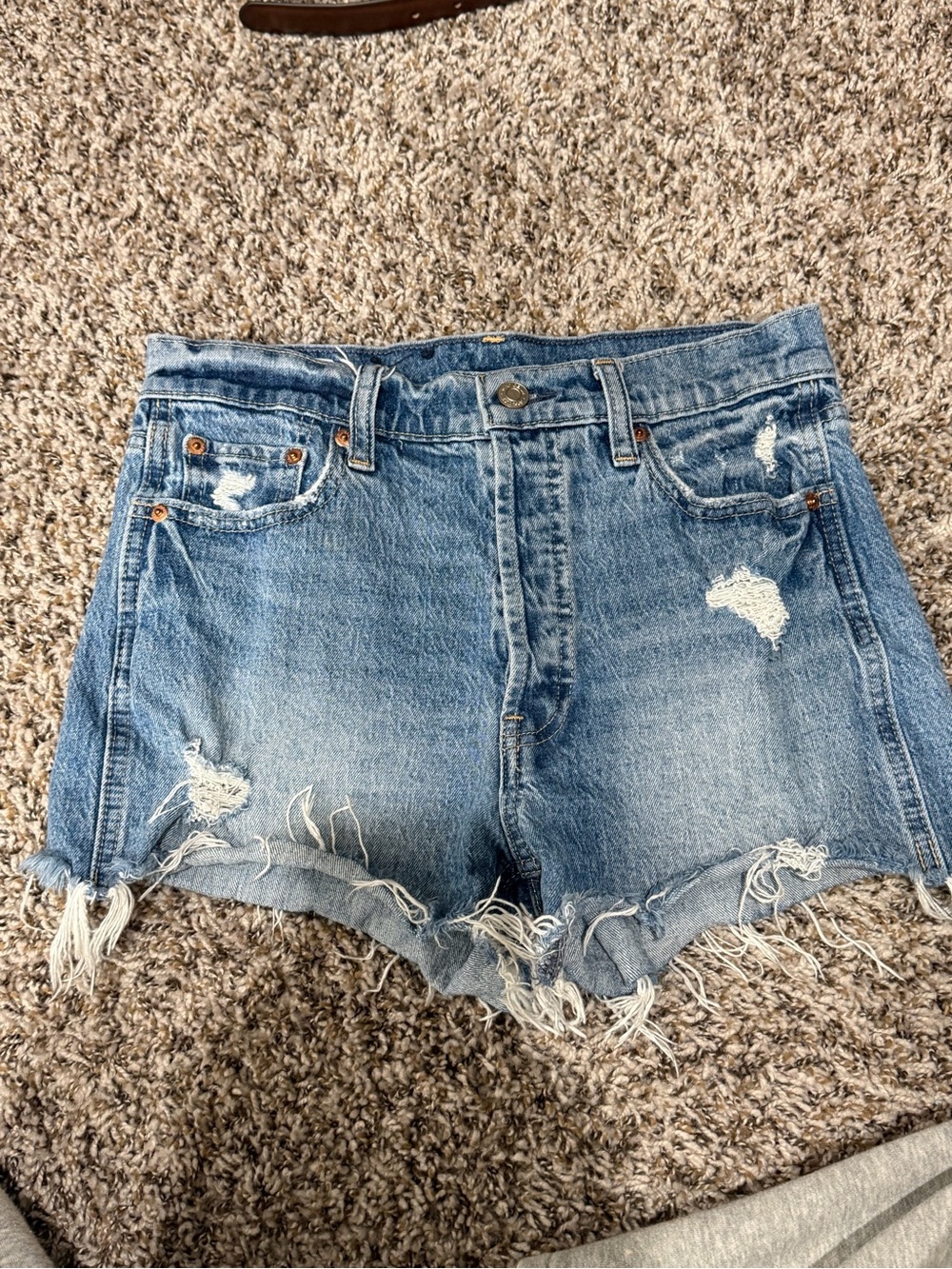 GAP Distressed Light Blue High-Rise Denim Shorts